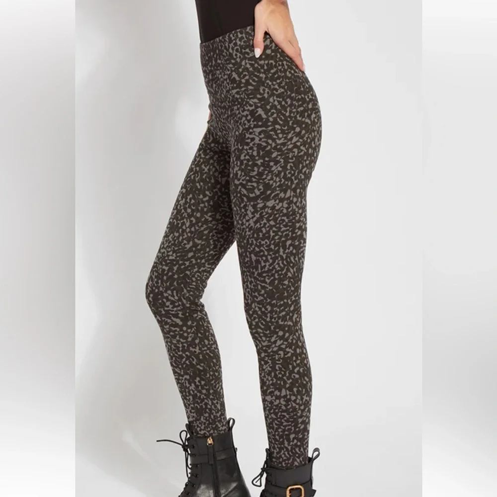 LYSSE Grey Leopard Print Toothpick Denim, Size Small - Picture 2 of 10